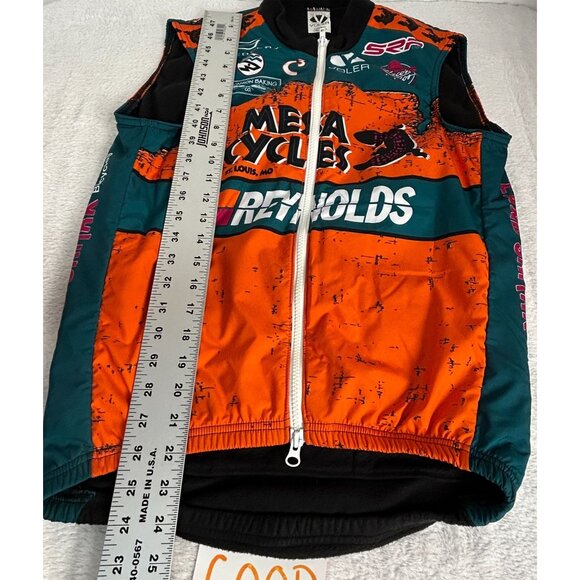 Voler Mens Zip Front Cycling Vest Small Orange Teal Mesa Cycles Reynolds Pockets - Picture 7 of 7
